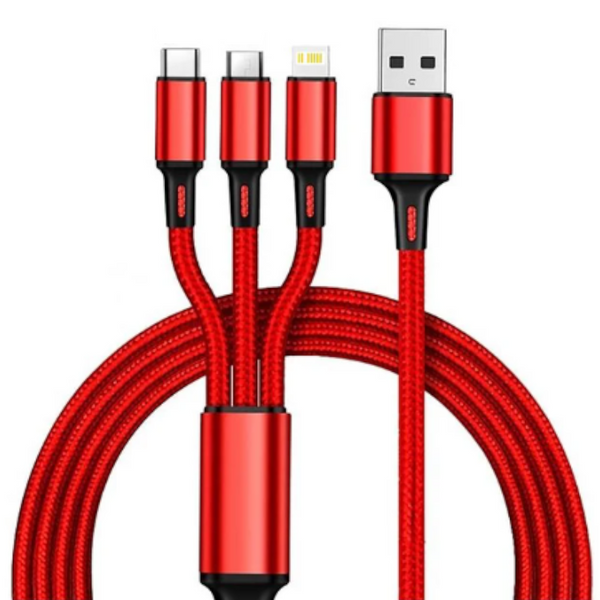 Cables & Adapters 3 In 1 Usb Cable Phone Charge Nylon Braided Universal Charging Data Cord