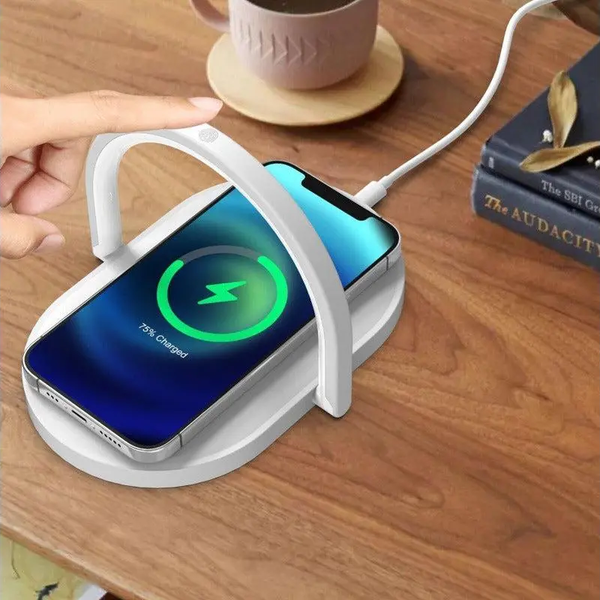 3 In 1 Wireless Charging Bedside Lamp Smartphone Stand