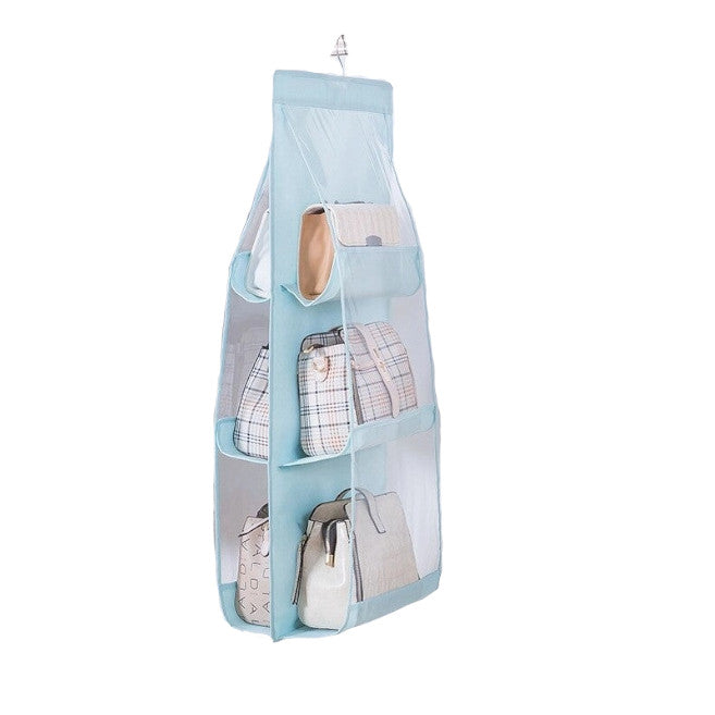 3 Layer Handbag Organiser Rack Wardrobe Closet Hanging Organizer Blue Closet Organisers