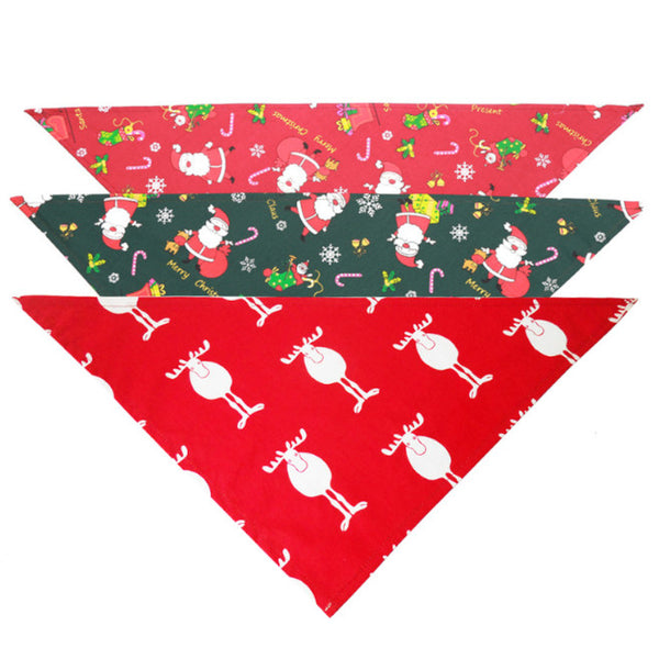 3 Pack Of Legendog Pet Bandana Santa Pattern Triangle Scarf Dog Cat For Christmas Dog Costumes