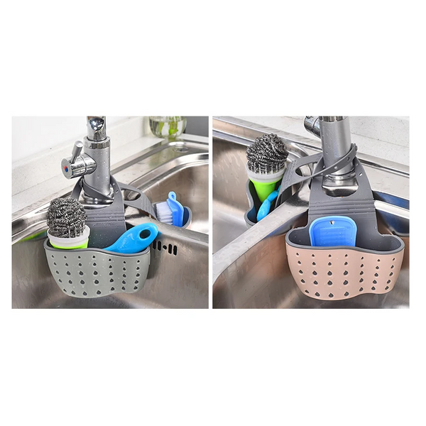 3 Pcs Adjustable Kitchen Storage Rack Drain Basket Sink Faucet Hanging