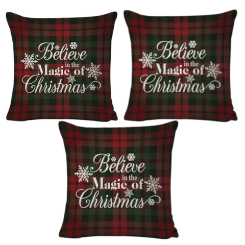 3 Pcs Christmas Pillowcase Cover Cushion Home Nordic Style Linen Case 45 X 45Cm