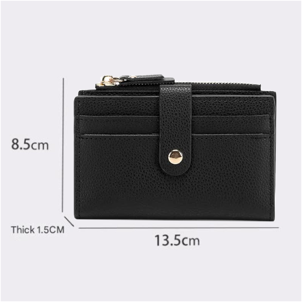 Elosung 3 Pcs Black Women's Small Zipper Snap Card Ladies Pu Leather Credit Holder With Coin Pocke Wallets