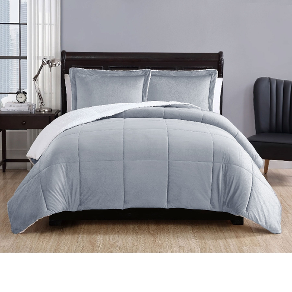 3 Piece Micro Mink Comforter Set Grey King King Comforter Sets