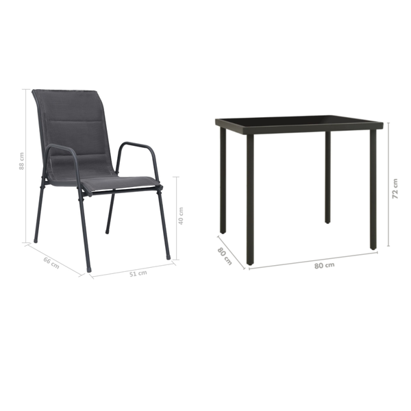 3 Piece Outdoor Dining Set Steel Anthracite Outdoor Dining Sets