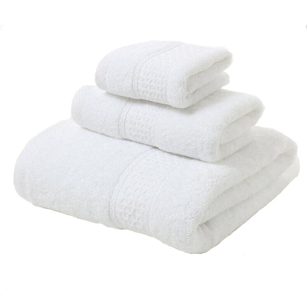 3 Piece Towel Sets Bath Face Hand White Towels & Washcloths
