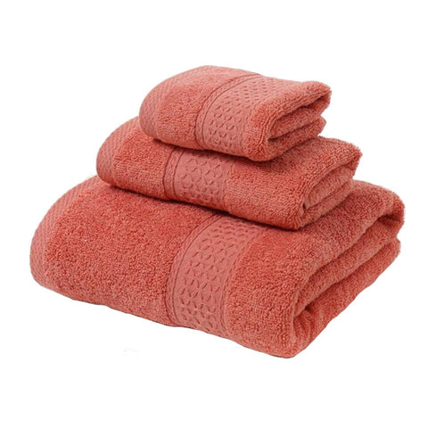 3 Piece Towel Sets Bath Face Hand Indian Red