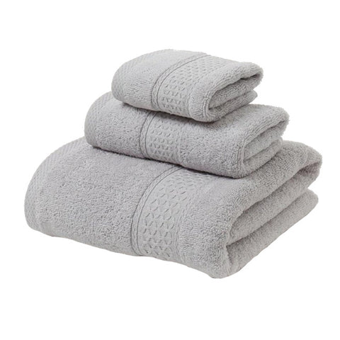 3 Piece Towel Sets Bath Face Hand Light Grey