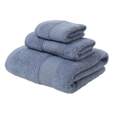 3 Piece Towel Sets Bath Face Hand Steel Blue