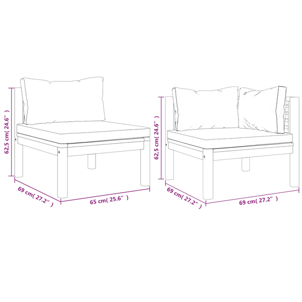 3 Seater Garden Sofa With Cushion Solid Acacia Wood Patio Furniture Sets