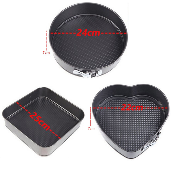 3 Set Springform Pans Cake Bakeware Square Round Heart Kitchen Accessories Cake Tins
