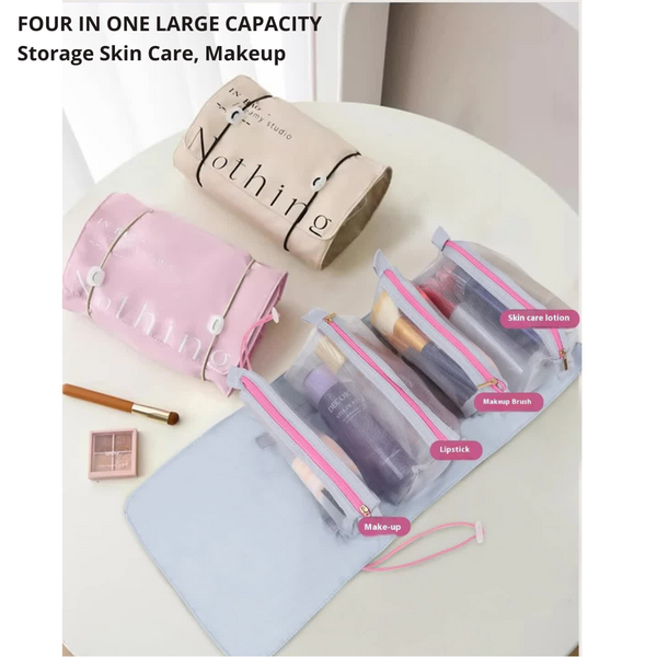 Purple 4 In 1 Cosmetic Storage Bag Removable Travel Organizer For Makeup Toiletries And Small Accessories Makeup Bags & Cases