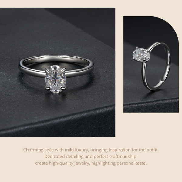 Veile Studios One Carat Moissanite Diamond Ring In Pure Silver Classic Wedding Rings