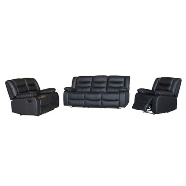 3+2+1 Seater Recliner Sofa In Faux Leather Lounge Couch Black Sofas Armchairs & Couches