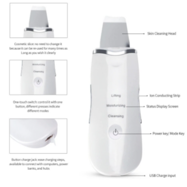 Ultrasonic Skin Scrubber Facial Cleaning Peeling Shovel Lifting Nano Face Sprayer Facial Cleansing Devices