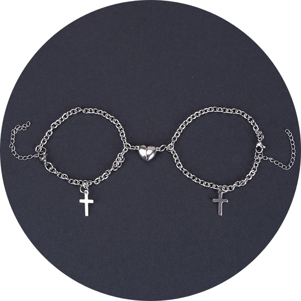 Veile Studios Heart Shape Lock Suction Couple Combination Bracelet Fashion Jewellery Bracelets