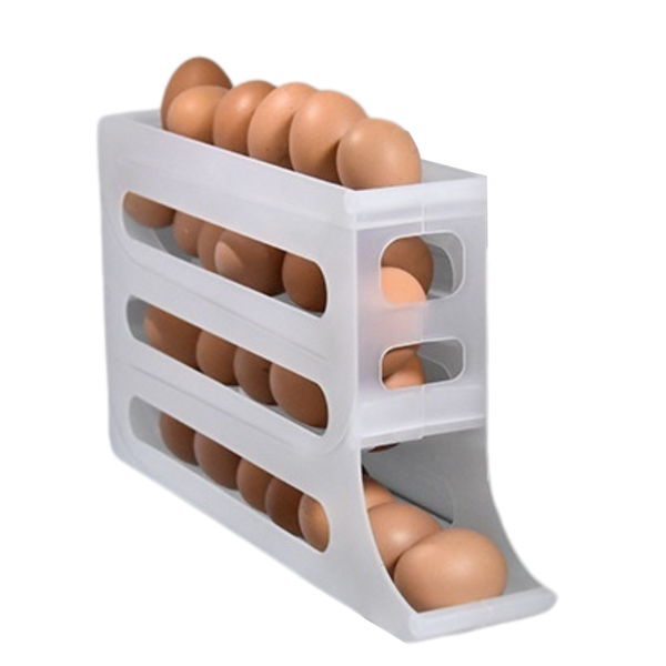 Refrigerator 4 Layer Automatic Egg Roller Sliding Tray Large Capacity Holder Food Storage Containers