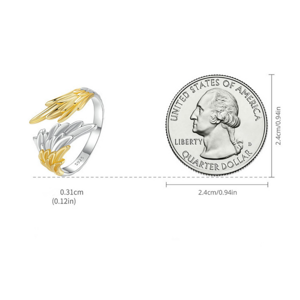 Veile Studios Original 14K Gold Plated Wing Opening Ring For Men And Women In Silver Rings