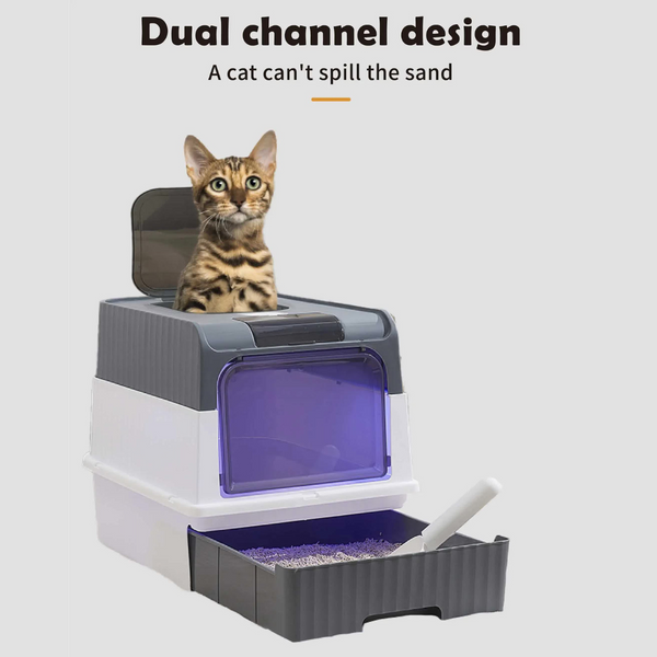 Elosung Automatic Uv Sterilizing Box Enclosed Design Odor Control And Germicidal Technology Cat Litter