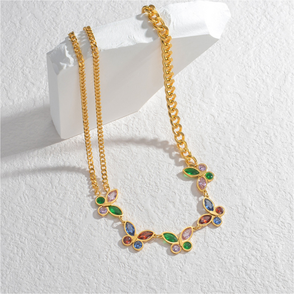 Veile Studios Stainless Steel Gold Colour Thick Link Chain Necklace For Women Fashion Jewelry Necklaces & Pendants