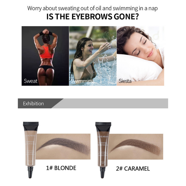 Eyebrow Makeup Henna Gel Black Brown Waterproof Durable Liquid Tint Brush Set Eyeliner