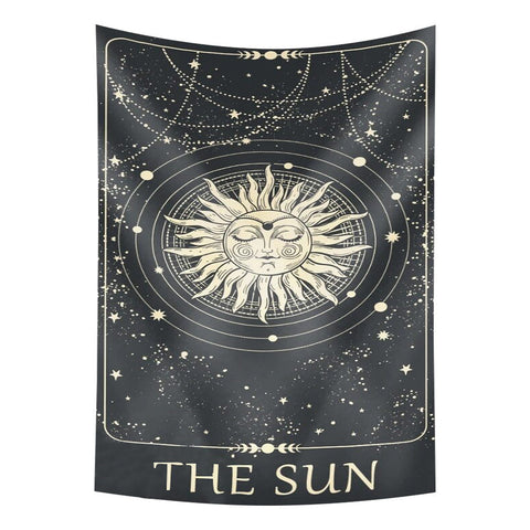 Tapestry Gray Sun 200X150 Cm Tarot Card Psychedelic Scene Art For Decor Tapestries
