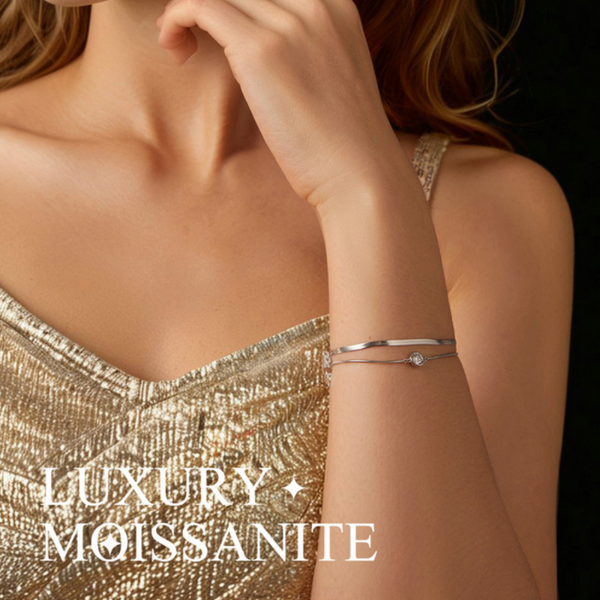 Veile Studios Silver Charm 50 Point Sparkling Mosang Diamond Double Layer Bracelet S925 Bracelets