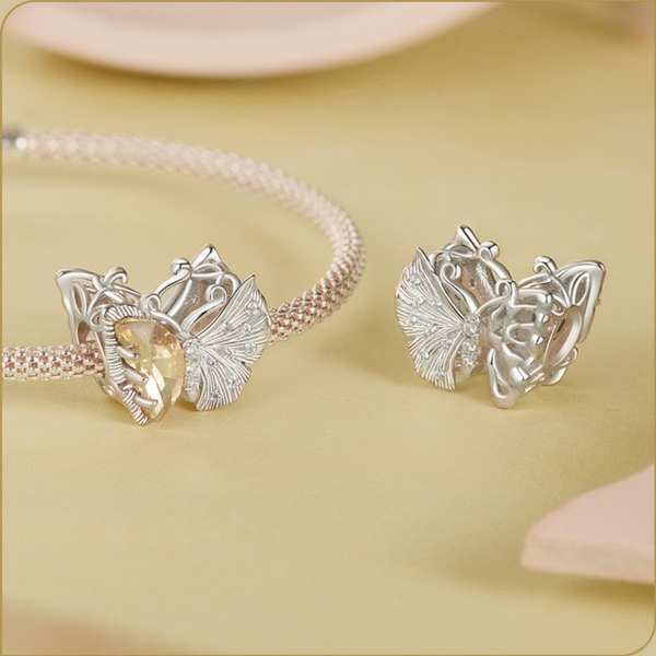 Veile Studios Yinziyun Original Ginkgo Butterfly Diy Bracelet Beads In Silver And Glass Bracelets