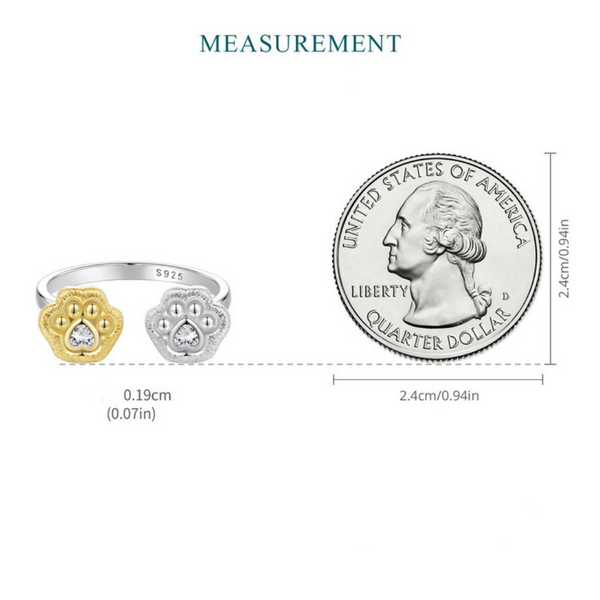 Veile Studios Silver Charm Original 18K Gold Plated Claw Print Open Ring Asymmetric Design Rings