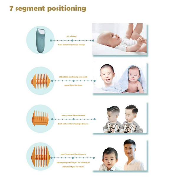 Silent Kids Hair Trimmers Quiet Baby Clippers Chargeable Waterproof Professional Cordless Cutting Machine For Babies