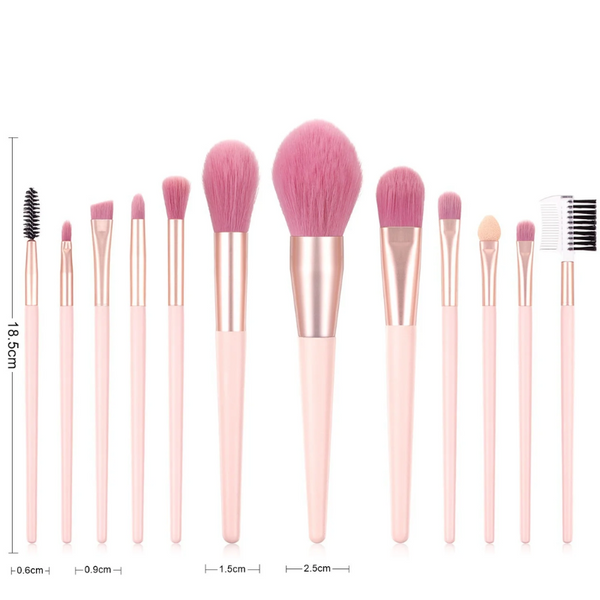 12 Pieces Nude Pink Makeup Kit Beauty Up Tool Loose Powder Concealer Brushes