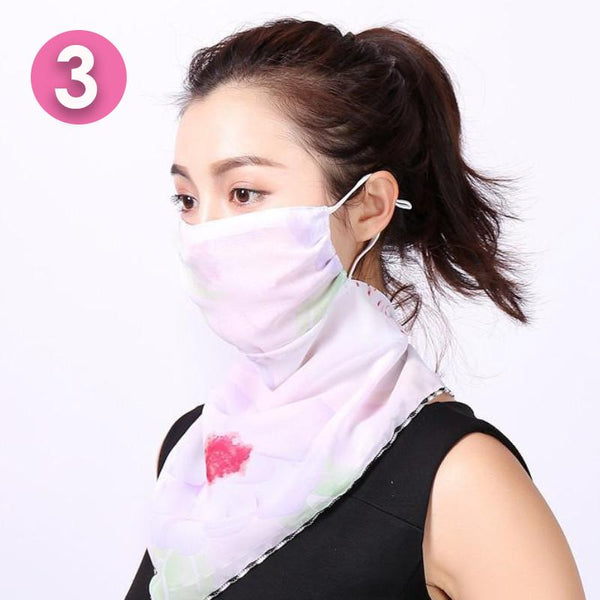 Summer Masks Flower Printed Women's Large Neck Guard Sun Protection Scarf Scarves & Wraps