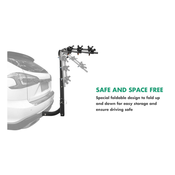 3 Bike Rack Bicycle Car Rear Carrier 2" Steel Foldable Hitch Mount Towbar Carrier & Pannier Racks