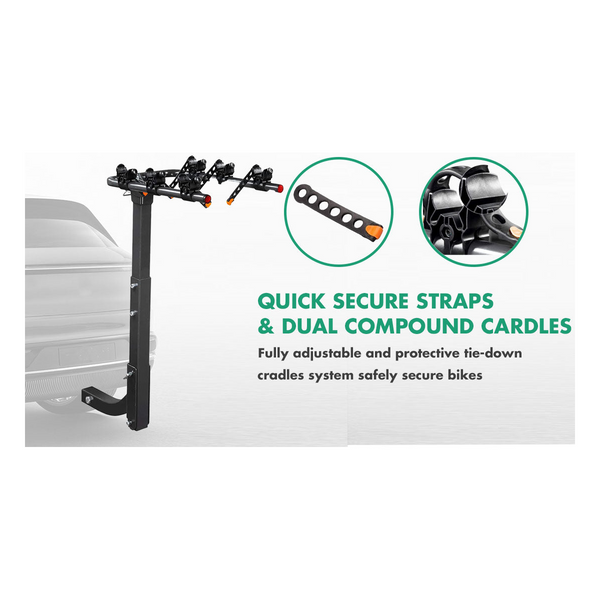 3 Bike Rack Bicycle Car Rear Carrier 2" Steel Foldable Hitch Mount Towbar Carrier & Pannier Racks