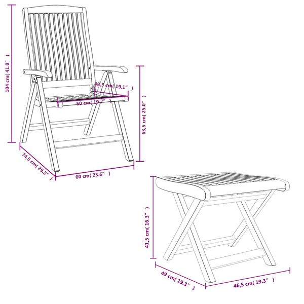 3 Piece Garden Lounge Set Solid Wood Teak Patio Furniture Sets