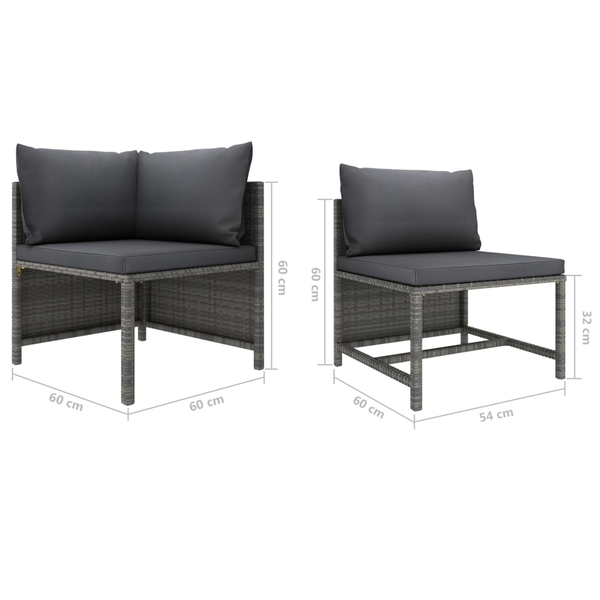 6 Piece Garden Lounge Set With Cushions Poly Rattan Grey Patio Furniture Sets