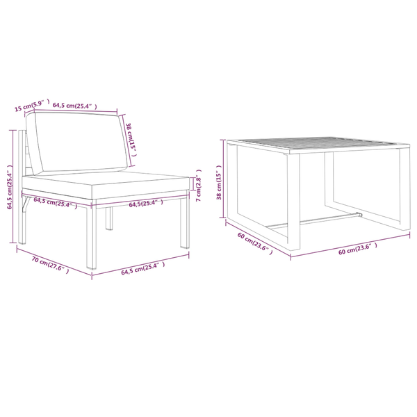 3 Piece Garden Sofa Set With Cushions Aluminium Anthracite Patio Furniture Sets