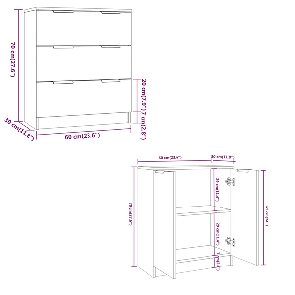 3 Piece Sideboards White Engineered Wood Sideboards & Buffets