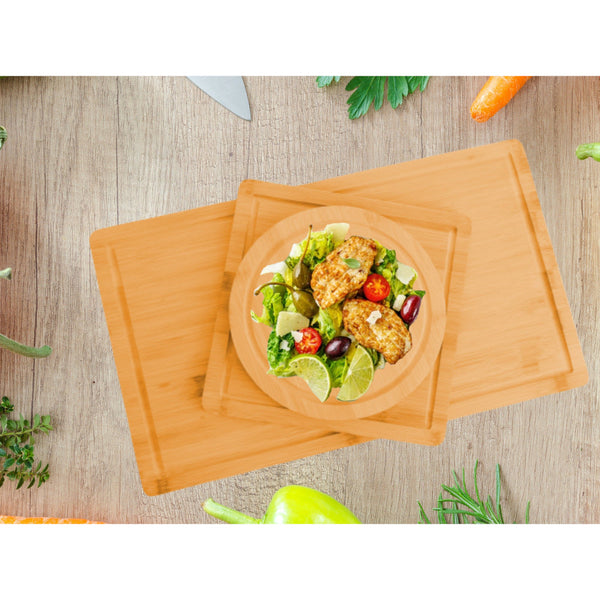 3 Pieces Bamboo Cutting Board With Juice Groove And Mobile Holder Included For Home Kitchen Cutting Boards
