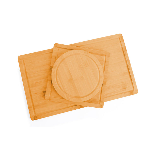 3 Pieces Bamboo Cutting Board With Juice Groove And Mobile Holder Included For Home Kitchen Cutting Boards