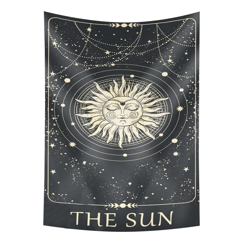 Tapestry Gray Sun 230 X 150 Cm Tarot Card Psychedelic Scene Art Decoration Tapestries