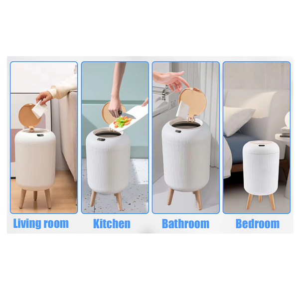 Automatic Trash Can With Lid Small Plastic Smart Motion Sensor For Bedroom Bathroom Kitchen Office Rubbish Bins