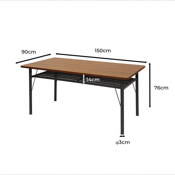 Levede Stylish Dining Table With Storage Shelf 4 6 Seater 150Cm For Home Or Office Dining Tables