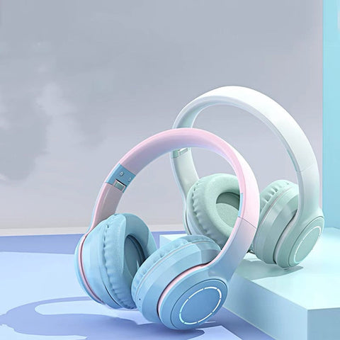 Gradient Colour Bluetooth Headset Cute Foldable Wireless