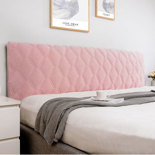 Headboard Cover Pink Zigzag Pattern Super Soft Smooth Quilted Velvet Bed Back Dust Protector 100X70cm Headboards & Footboards