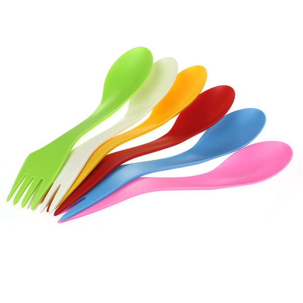3Bags 6Pcs / Spoon Fork Knife Camping Hiking Picnic Utensils Spork Combo Travel Gadget Cutlery Outdoor Tableware