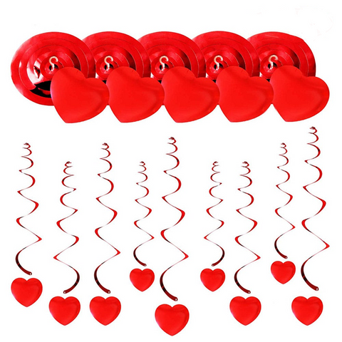 3 Bags Or 6 Hanging Red Heart Swirls Decoration Set Valentines Day Decorations Home Party