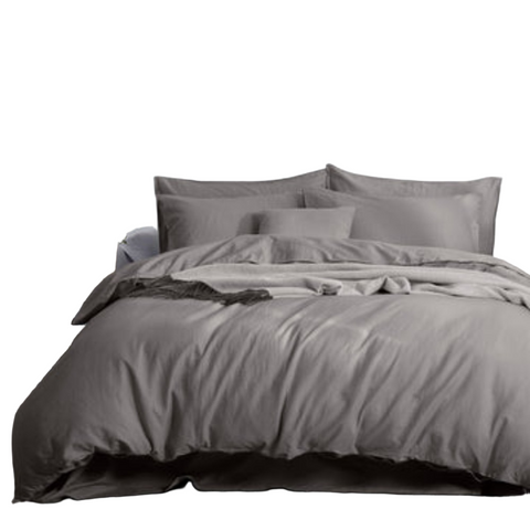 Luxurious Linen Cotton Quilt Cover Set Grey Quilt Covers