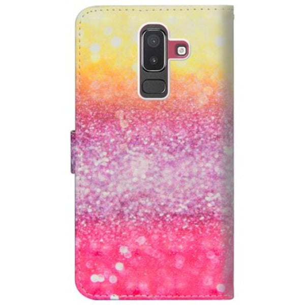 3D Color Painting For Samsung Galaxy J8 2018 Case Flip Wallet Cover Multi