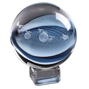 3D Crystal Ball With Stand Solar System Starry Sky Glass Home Decoration